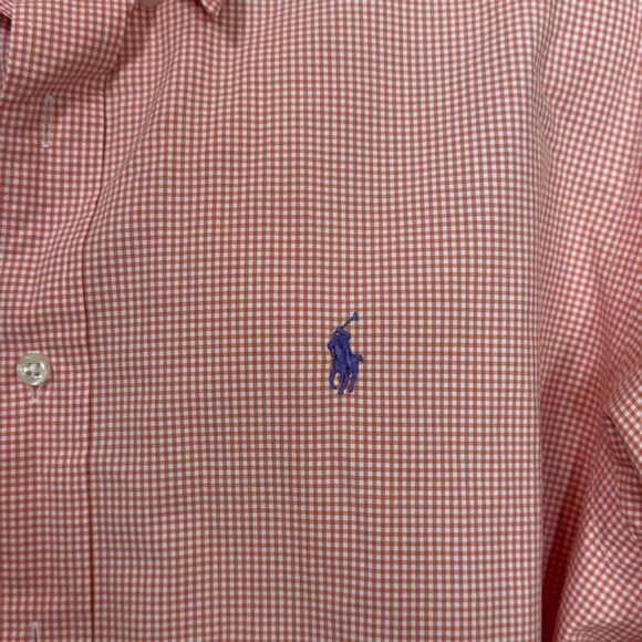Men's Polo Ralph Lauren Classic Fit orange Check Long Sleeved Button Up Shirt la - Picture 4 of 9